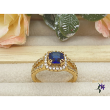  Hilda gazdagon díszített antiallergén köves gyűrű 18K - kék gyűrű