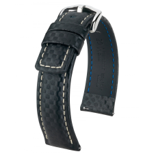 Hirsch Carbon, fekete/fehér 20/18 óraszíj