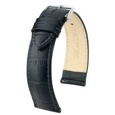 Hirsch Duke borjúbőr óraszíj, fekete, 22/20mm óraszíj