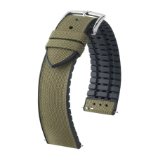 Hirsch New Arne Canvas/kaucsuk, zöld, 18/16L óraszíj