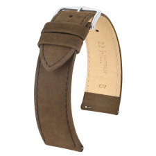 Hirsch Osiris Nubuck borjúbőr óraszíj, sötétbarna, 16/14 óraszíj