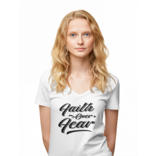  Hit a félelem felett - Női V-Nyakú Póló női póló