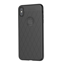 Hoco ADMIRE szilikon telefonvédő (ultravékony, 0.8 mm, lyukacsos, rombusz minta, logó kivágás) FEKETE Apple iPhone XS 5.8, Apple iPhone X 5.8 tok és táska