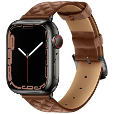 Hoco Apple Watch 1-6, SE (42 / 44 mm) / Watch 7-8 (45 mm) / Watch Ultra (49 mm), bőr pótszíj, gyémánt minta, Hoco WA18, barna okosóra kellék