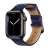 Hoco Apple Watch Series 9 45mm wa18 pótszíj (egyedi méret, szilikon, bőr hatású, állítható, 3d rombusz minta) sötétkék