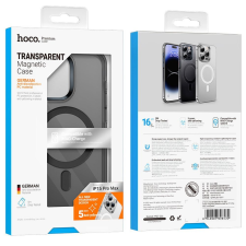 Hoco AS3 Borostyánszínű tok Magsafe kompatibilis iPhone 15 PRO átlátszó fekete tok és táska