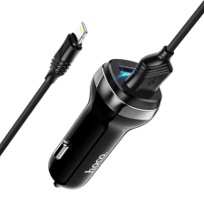 Hoco autós töltő 2x USB A + kábel USB A - iPhone Lightning 8-pin 2,4A Z40 fekete kábel és adapter