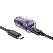 Hoco autós töltő USB QC3.0 + Type-C + kábel Type-C Type-C PD 30W Z53A lila mobiltelefon kellék
