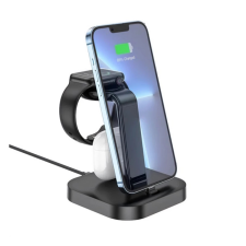 Hoco CW43 asztali töltőállvány 3in1 (5W, wireless, Apple Watch töltő) FEKETE okosóra kellék
