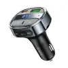Hoco E70 bluetooth FM transmitter autós töltő USB+Type-C aljzat (30W, PD gyorstöltő 3.0, microSD, LED kijelző) FEKETE