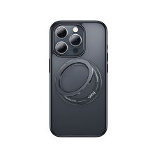 Hoco TPU fekete Magsafe telefontok kihajtható, forgatható telefontartó gyűrűvel iPhone 15 6.1 col Hoco AS1 Rotating tok és táska