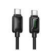 Hoco U146 adatkábel (Type-C - Type-C, 60W, PD gyorstöltő, LED kijelző, 120cm) FEKETE