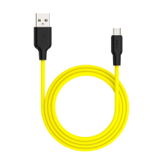 HOCO X21 Szilikon töltokábel Micro USB 1m, sárga kábel és adapter