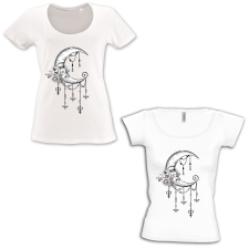  Hold mintás - Mély kivágású &amp; Csónaknyakú Női Póló női póló