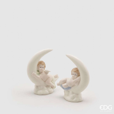 Holdon ülő angyal porcelán fehér 10cm/db karácsonyi dekoráció