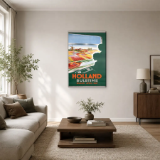  Holland Bulbtime tulipánmezők retro utazási poszter vászonkép dekoráció