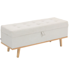 HomCom 80 literes tárolós szék, textil huzattal és falábakkal, 118x42x45 cm, krémszínű bútor