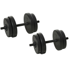 HomCom B1-0025, 2 súlyzó készlet korongokkal, műanyag, 18 kg, fekete kézisúlyzó
