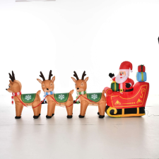 HomCom Felfújható Mikulás, Homcom, Poliészter, 132 cm, LED lámpák, Többszínű karácsonyi dekoráció