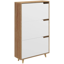 HomCom Helytakarékos cipőszekrény 3 fiókkal és állítható polccal, vékony állvánnyal, 72x24x119 cm, fehér bútor