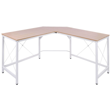 HomCom sarokasztal, íróasztal, MDF / fém, 150 x 150 x 76 cm, fehér / bézs íróasztal