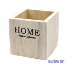  Home feliratos kocka fa kaspó - Fehér dekorációs kellék