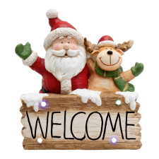 Home LED-es kerámia figura, WELCOME felirattal 49cm KDC 49 dekorációs kellék