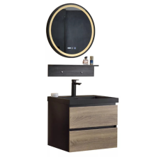 homedepo Blackwood 60 komplett fürdőszoba bútor fali mosdószekrénnyel, fekete mosdóval és tükörrel fürdőszoba bútor