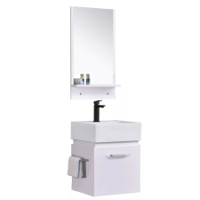 homedepo Capri White 45 komplett fürdőszoba bútor fali mosdószekrénnyel, kerámia mosdóval és tükörrel fürdőszoba bútor