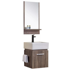 homedepo Capri Wood 45 komplett fürdőszoba bútor fali mosdószekrénnyel, kerámia mosdóval és tükörrel fürdőszoba bútor