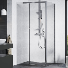 homedepo Mexen Apia 110X90 cm aszimmetrikus szögletes tolóajtós zuhanykabin 5 mm vastag vízlepergető biztonsági üveggel, krómozott elemekkel, 190 cm magas kád, zuhanykabin