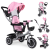Homelux Tricikli háromkerekű forgatható üléssel összecsukható napellenzővel 2in1 rózsaszín