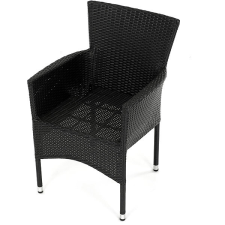 HOMEPRO Autronic Kerti szék Sera, fekete műrattan, fém, egymásba rakható kialakítás kerti bútor