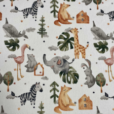 HomeTextiles ÁLMODOZÓK, elefánt, róka, zebra, nyuszi mintás lakástextil dekorvászon méteráru