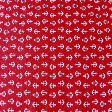 HomeTextiles ANKER, kis horgony mintás piros lakástextil, dekorvászon méteráru