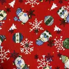 HomeTextiles DÍSZEK-MANÓK, piros karácsonyi lakástextil, dekorvászon karácsonyi textilia