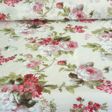 HomeTextiles ELIANA ROSA, rózsaszín nagy rózsa mintás lakástextil dekorvászon méteráru