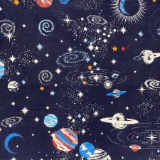 HomeTextiles GALAXIS, bolygó, űr mintás lakástextil, dekorvászon méteráru