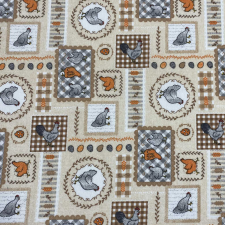 HomeTextiles HÚSVÉTI PIPI és tojás mintás lakástextil dekorvászon - szürke, narancssárga méteráru
