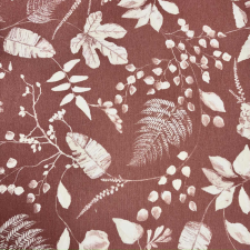 HomeTextiles INVERZ, bordó levél mintás loneta dekorvászon méteráru