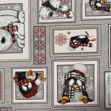 HomeTextiles PINGVIN, jegesmedve mintás karácsonyi lakástextil, dekorvászon karácsonyi textilia