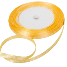  Hópihe mintás szatén szalag világos arany 6mmx25yard dekorációs kellék