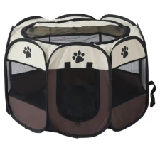 Hordozható kisállat kennel, 114 x 114 x 60 cm, barna szállítóbox, fekhely kutyáknak