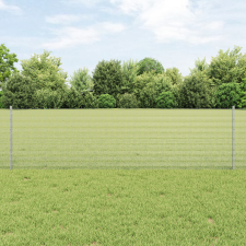 Horganyzott Drótkerítés 5 U Oszloppal Ezüst 0.6x10 m Acél építőanyag