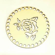  Horgolható natúr tábla rózsa mintával, kör alakú. Átmérője: 17 cm dekorációs kellék