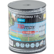 Horizont villanypásztor szalag TURBOMAX T12, fekete/fehér/fekete, 200 m elektromos állatriasztó