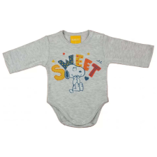 Hosszú ujjú baba body Snoopy mintával (80) - szürke kombidressz, body