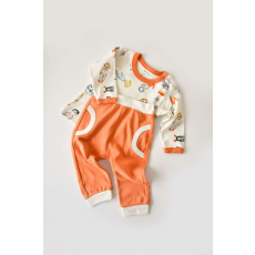 Hosszú ujjú blúz szett hosszú nadrággal, 100% organikus pamut, BabyCosy, narancssárga (Méret: 12-18 hónap)