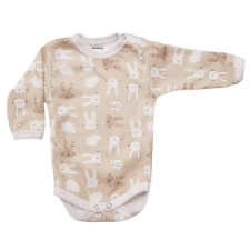 Hosszú ujjú,mintás body 80 - Nyuszi Drapp kombidressz, body