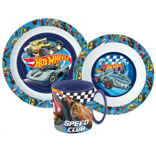 Hot Wheels Blue Fire étkészlet, micro műanyag szett bögrével 350 ml babaétkészlet